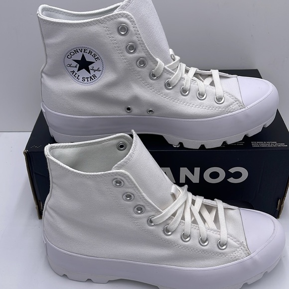 Converse WMNS CTAS LUGGED HI WHITE/BLACK/WHITE 565902C Platforms Sneakers - Picture 2 of 16